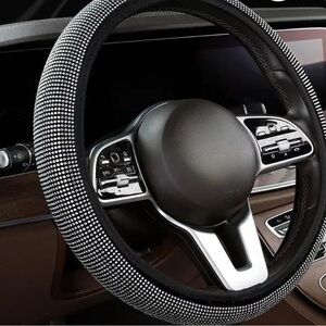 Bling Black and Silver Steering Wheel Cover